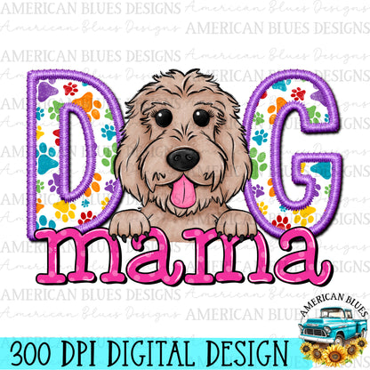 Dog mama Golden Doodle digital design | American Blues Design