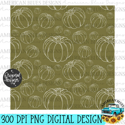 Pumpkin & Green seamless pattern | American Bles Designs