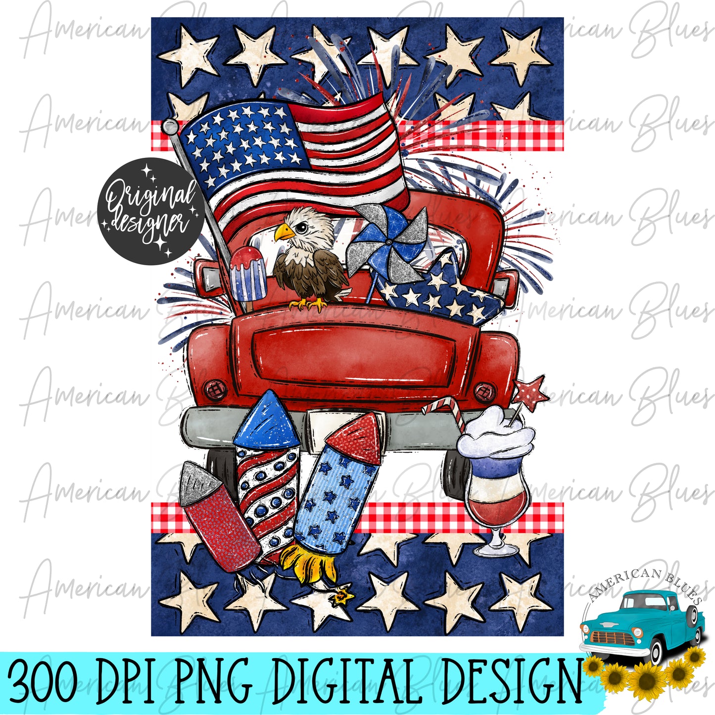 Patriotic truck garden flag 12x18