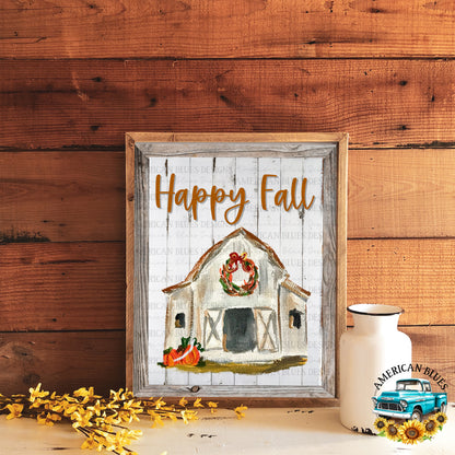 Happy Fall y'all white barn printable art | American Blues Designs