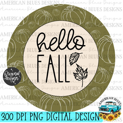 Hello Fall car coaster digital design | American Blues Designs