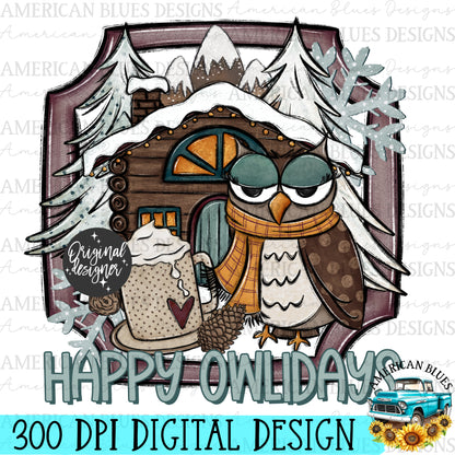 Happy Owlidays digital design | American Blues Designs