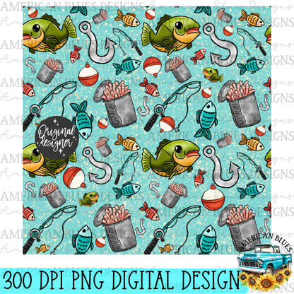 I'd rather be fishing seamless pattern