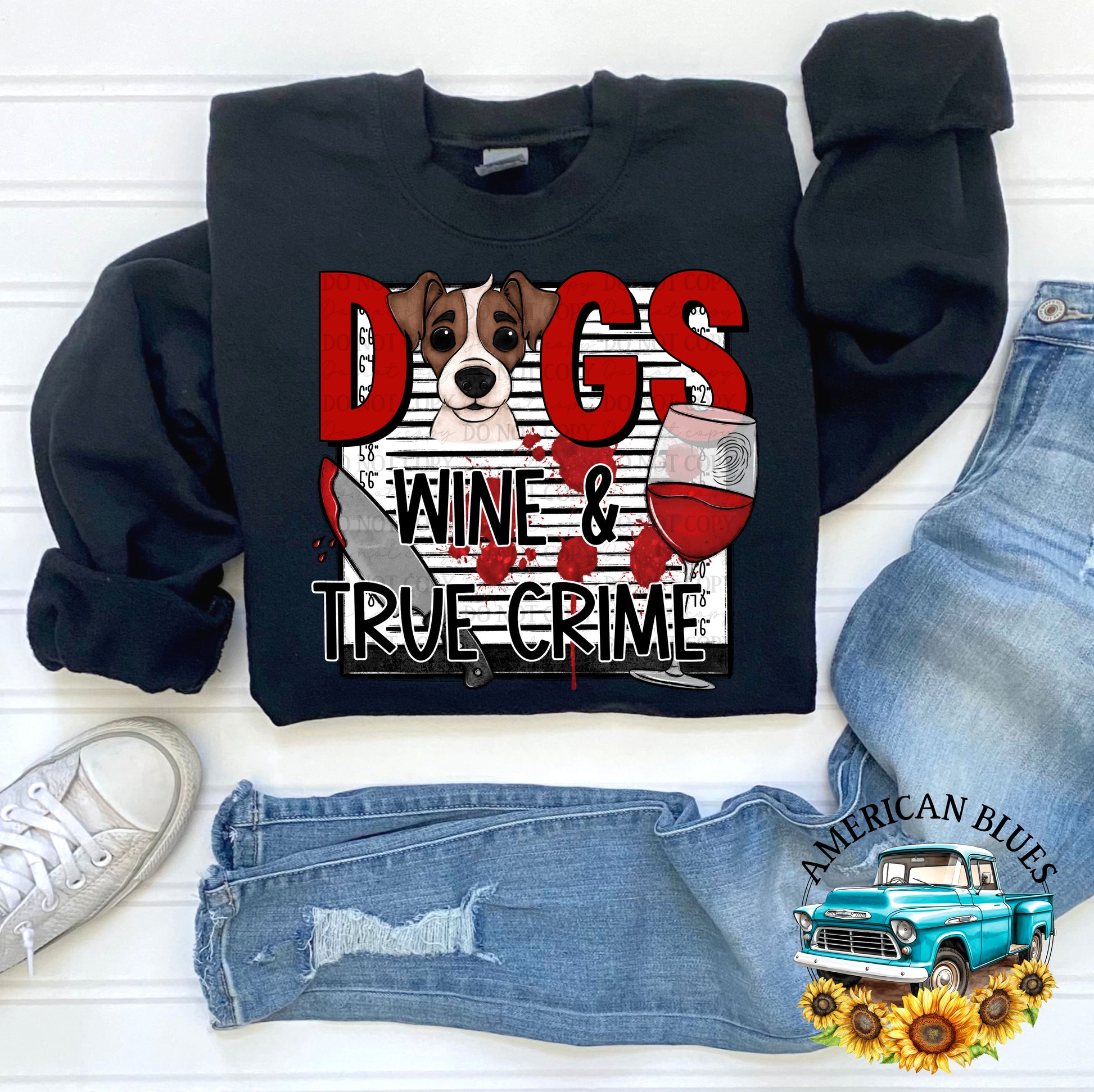 Dogs Wine & True Crime | American Blues Designs