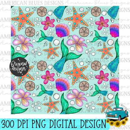 Let's be Mermaids-seamless pattern