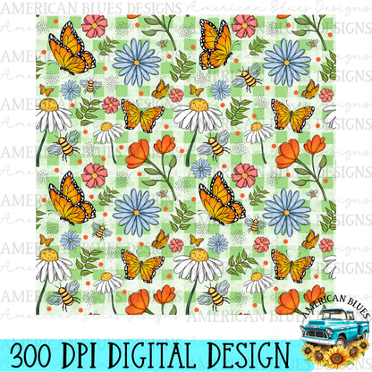 Butterfly Garden Seamless Pattern Digital Design | American Blues Designs