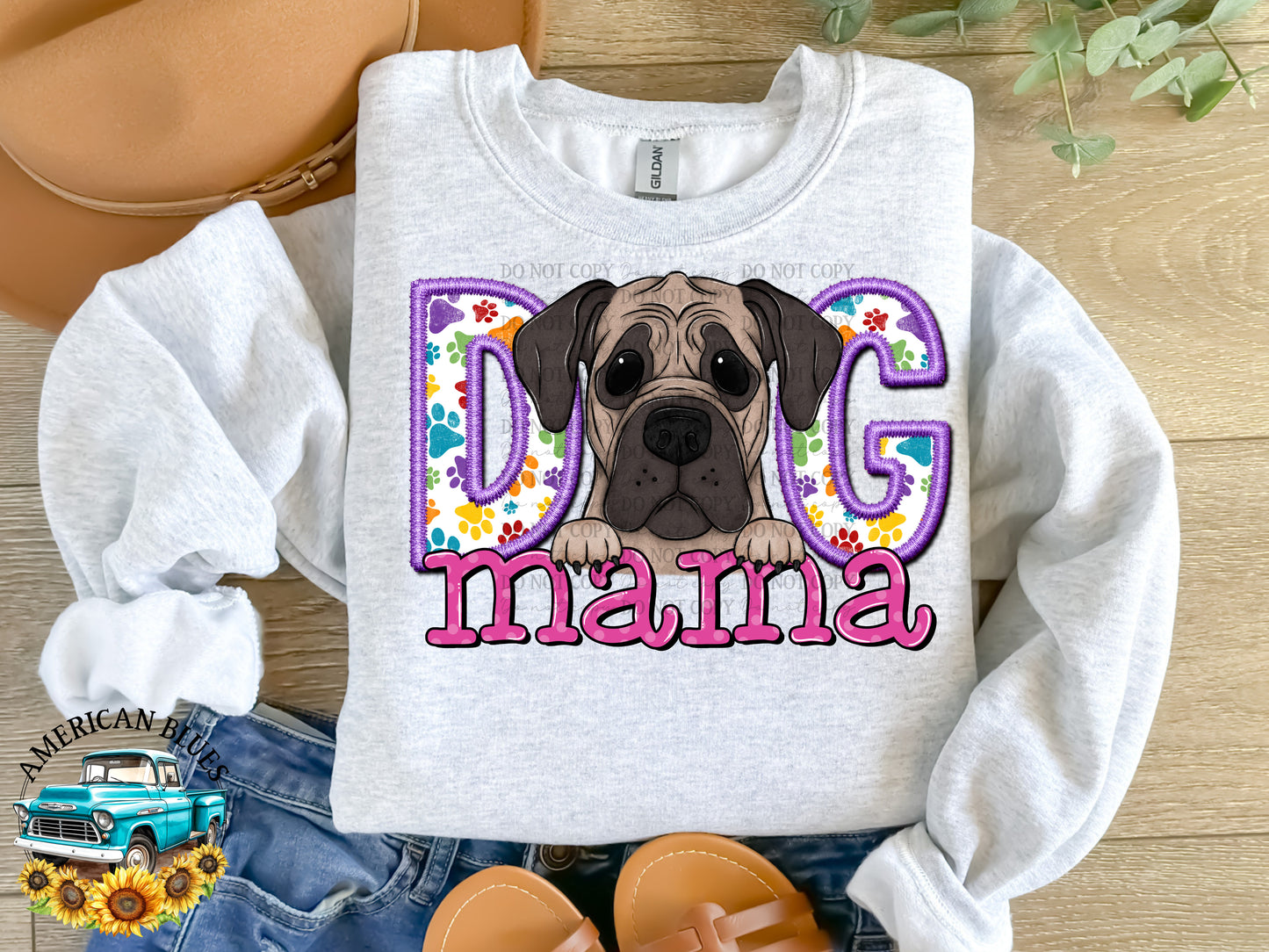 Dog mama Mastiff digital design | American Blues Design