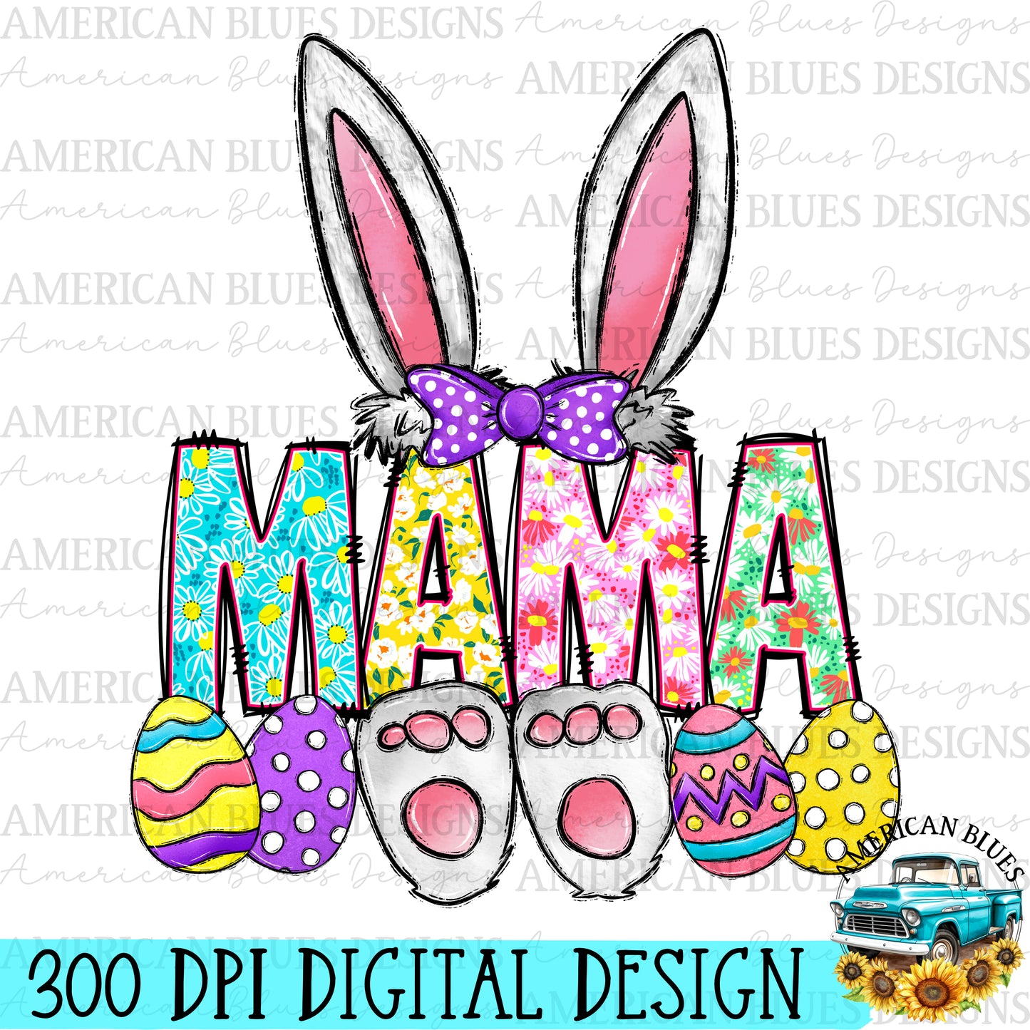 Mama Bunny digital design | American Blues Designs