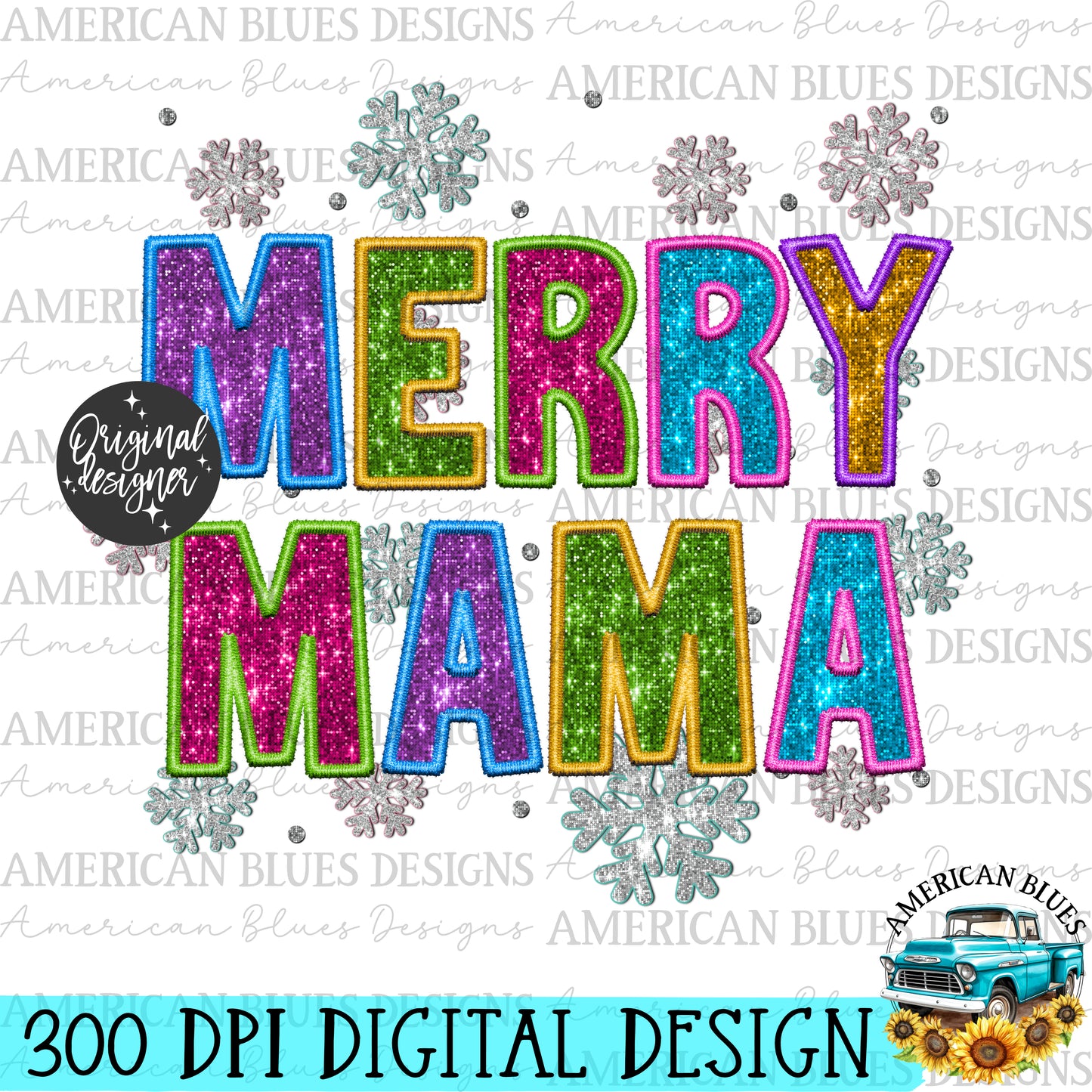 Merry Mama digital design | American Blues Designs 