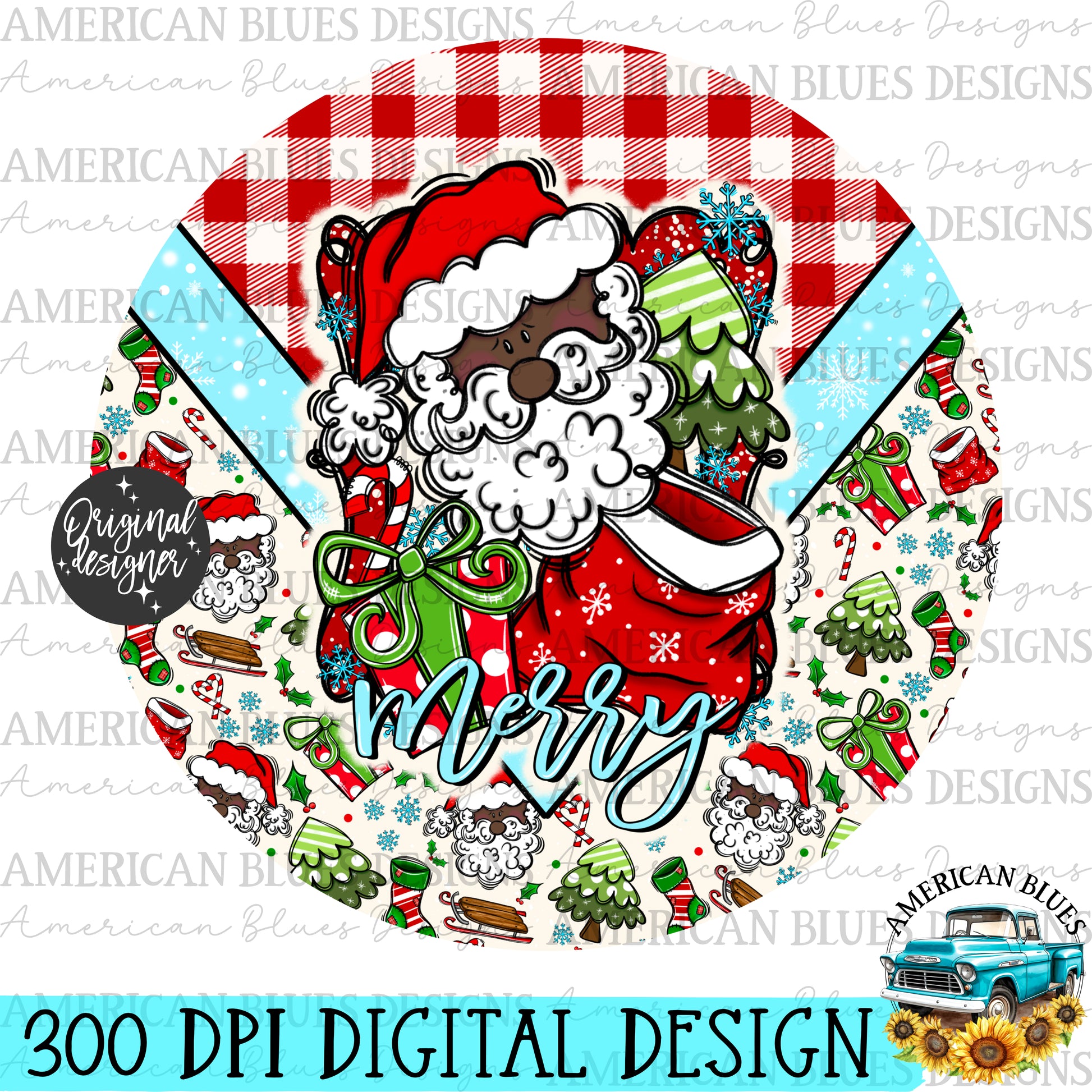 Merry Santa car coaster digital design | American Blues Designs