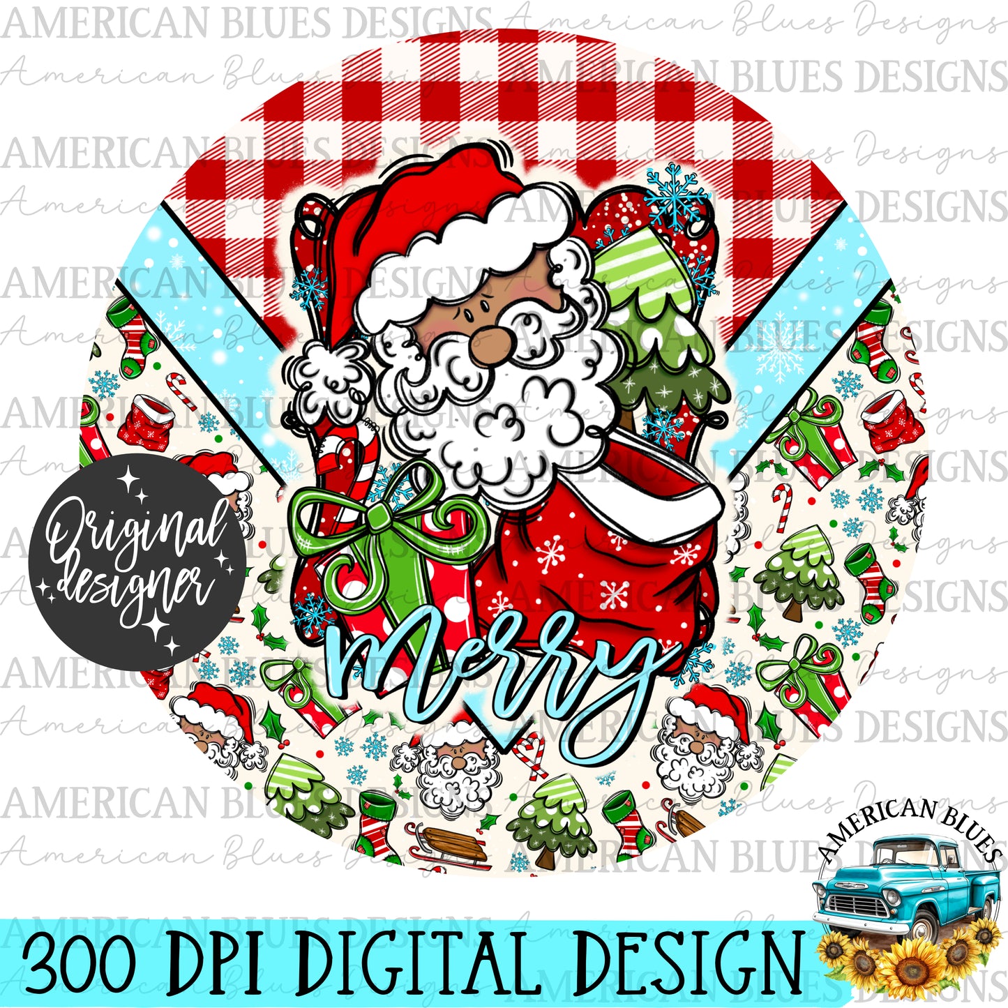 Merry Santa car coaster digital design | American Blues Designs