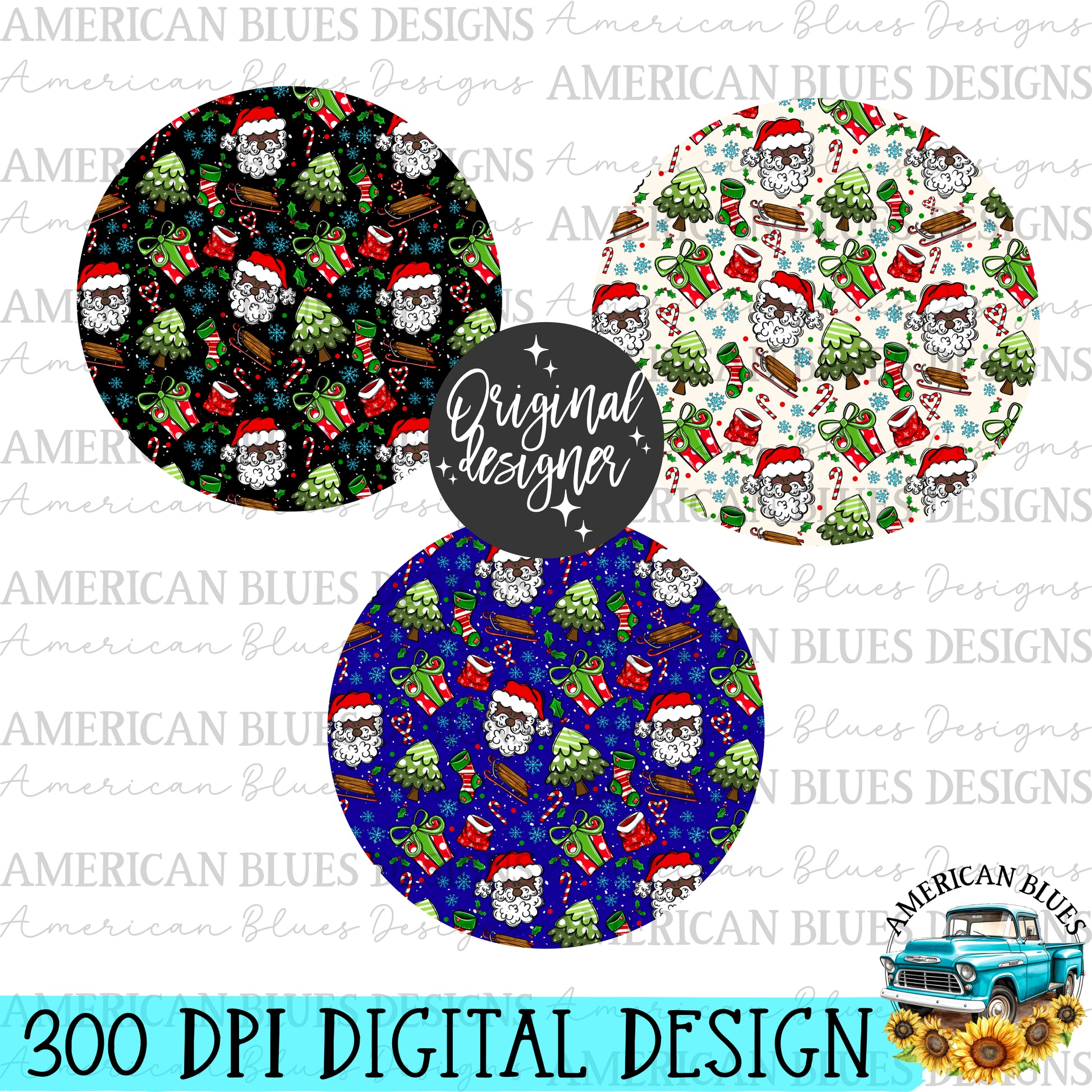 Merry Santa car coaster digital design | American Blues Designs