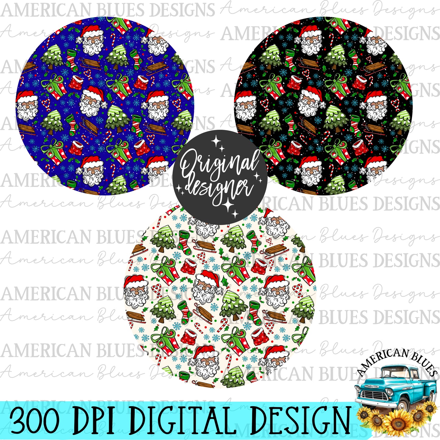 Merry Santa car coaster digital design | American Blues Designs