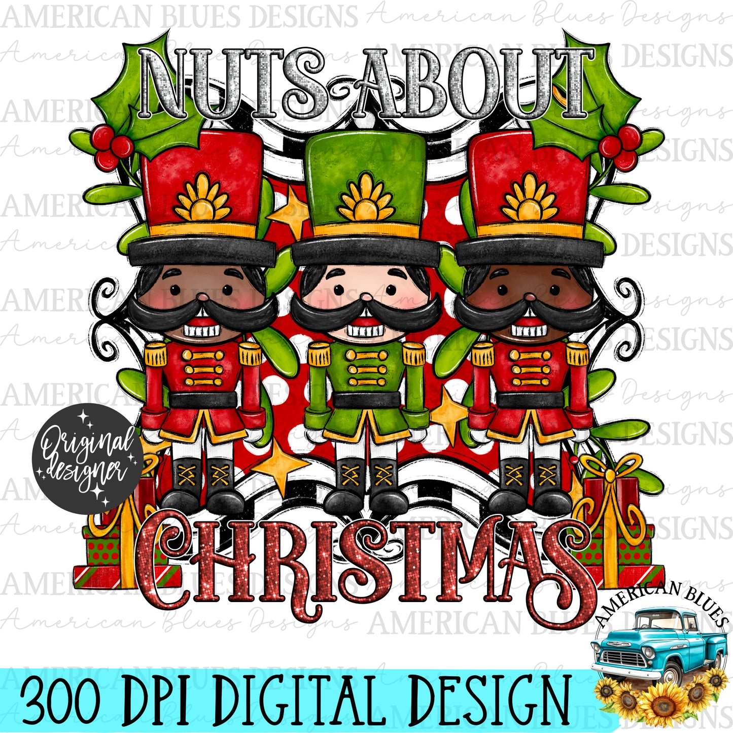 Nuts about Christmas digital design | American Blues Designs