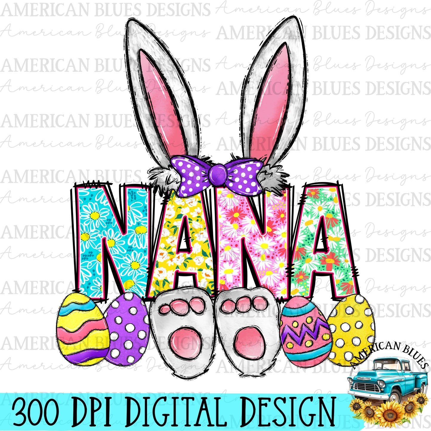 Nana Bunny digital design | American Blues Designs