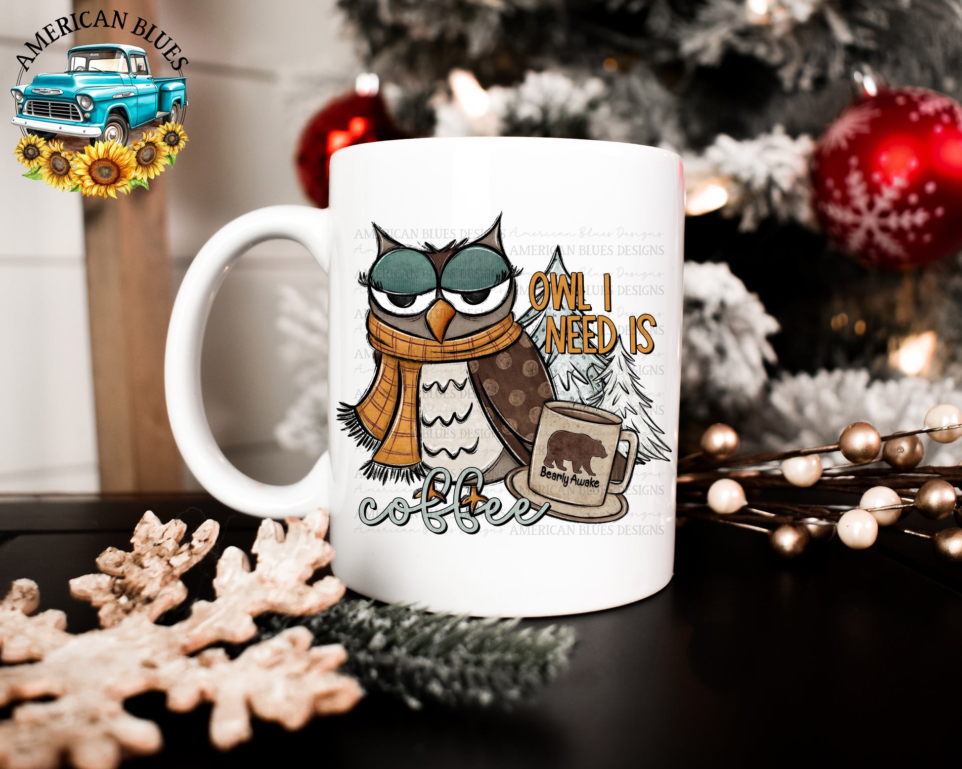 Owl I need is coffee digital design | American Blues Designs