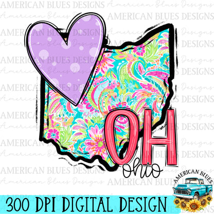 Ohio- state heart digital design | American Blues Designs