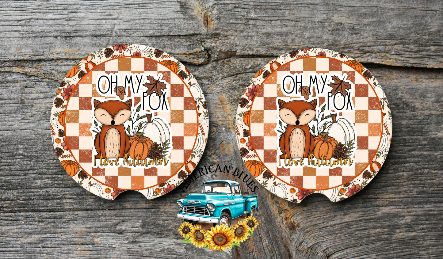 Oh My fox car coaster digital design | American Blues Designs