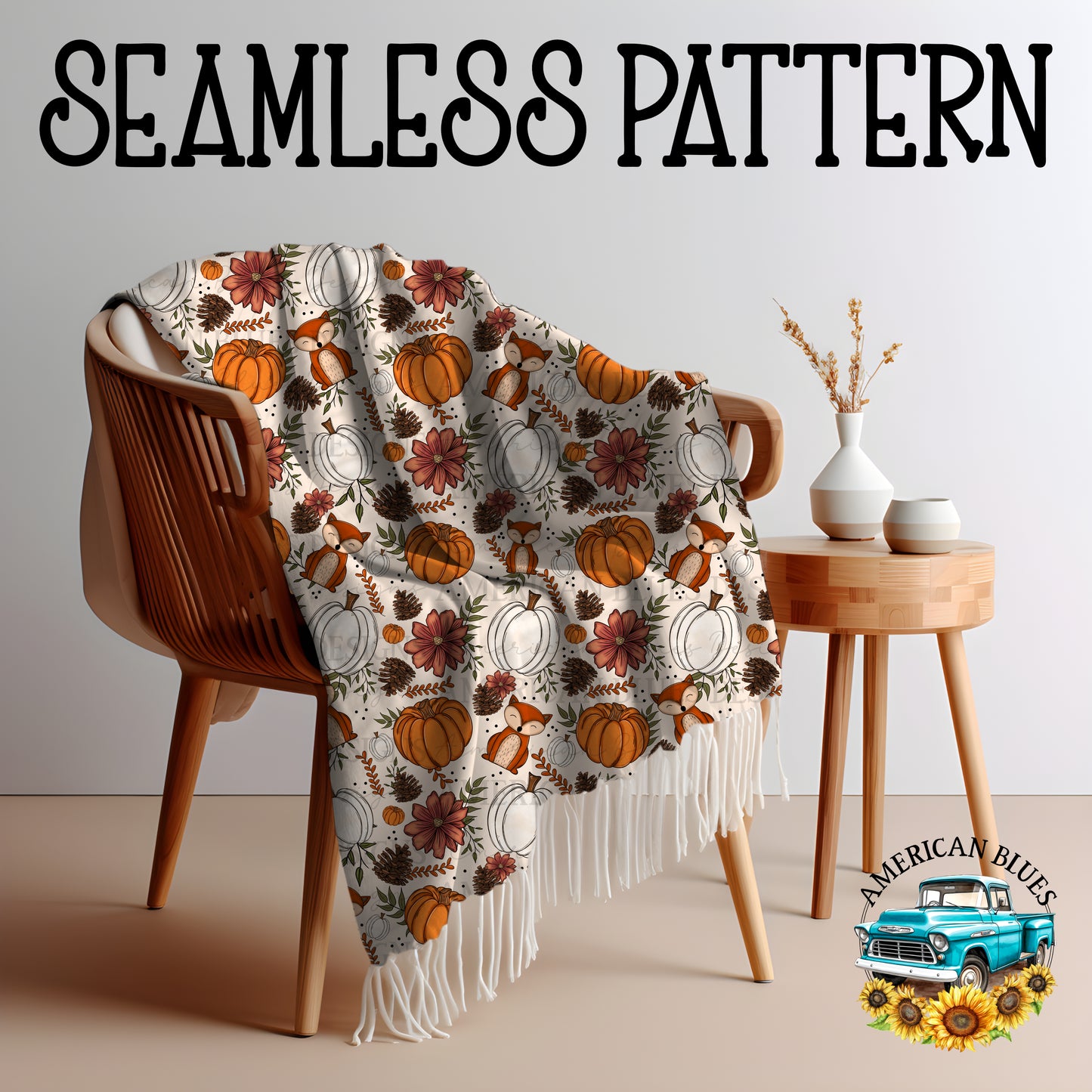 Oh My Fox seamless pattern | American Blues Designs