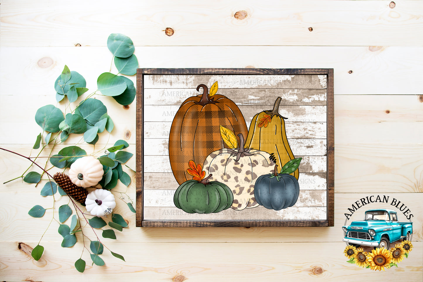 Patterned pumpkin patch printable art | American Blues Designs