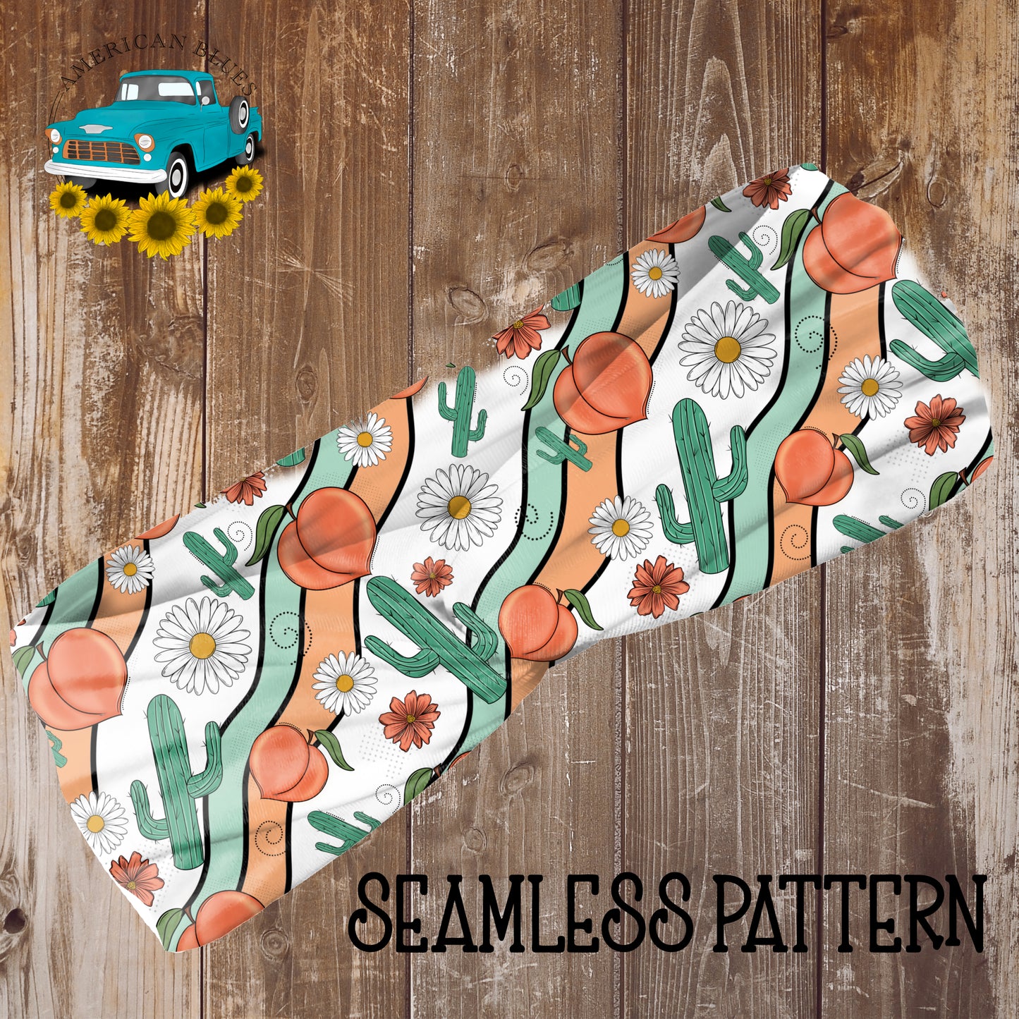 Peaches & Cactus seamless