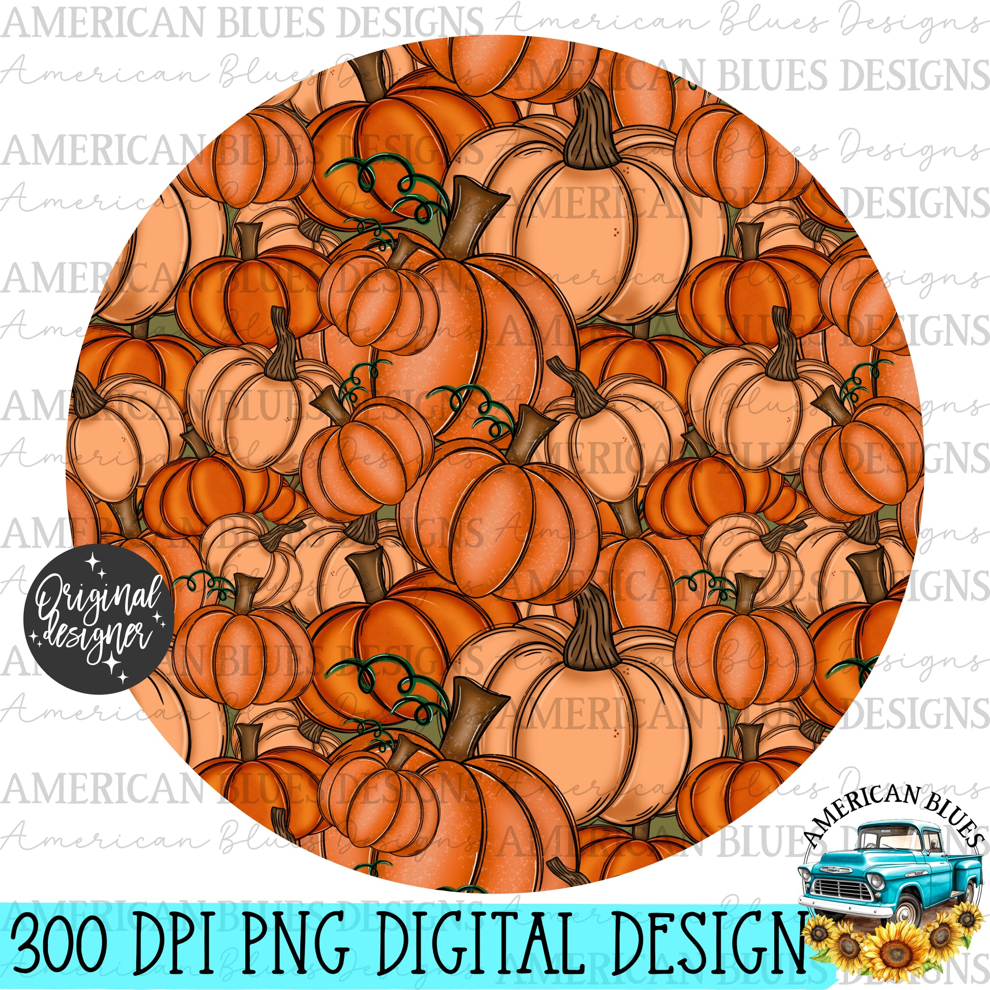 Pumpkin Stack car coaster digital design | American Blues Designs