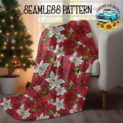 Poinsettia seamless pattern digital design | American Blues Designs