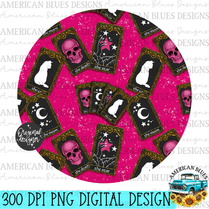 Pink Tarot car coaster digital design | American Blues Designs