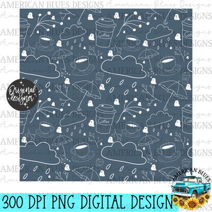 Rainy Ghostie seamless pattern | American Blues Designs