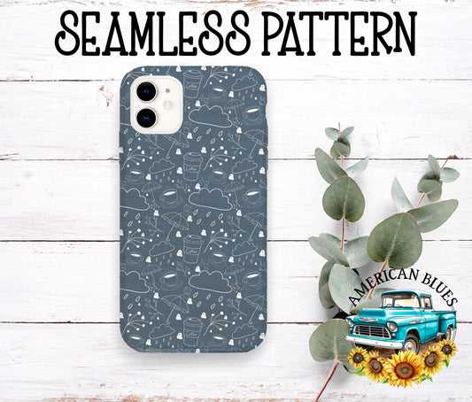 Rainy Ghostie seamless pattern | American Blues Designs