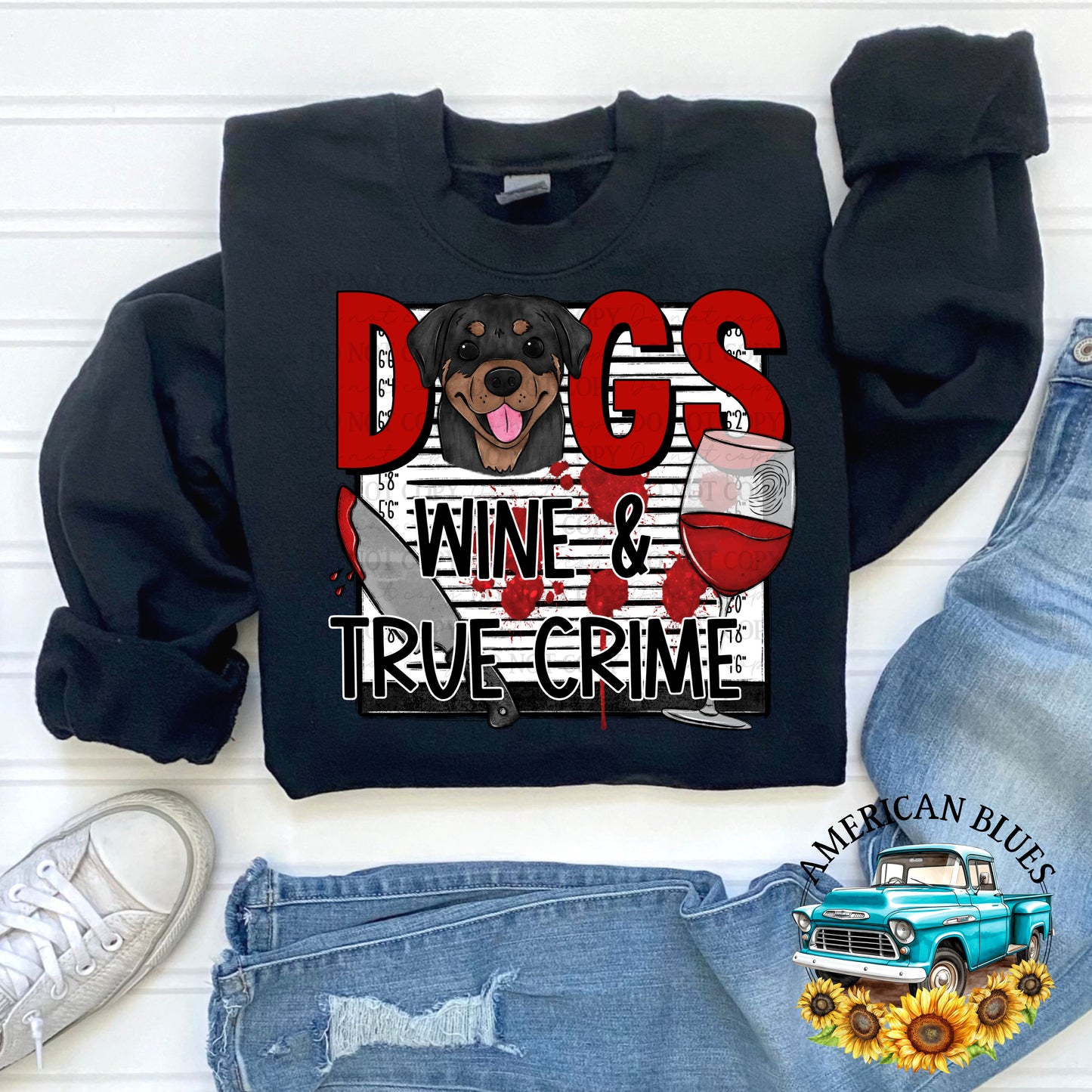 Dogs Wine & True Crime | American Blues Designs