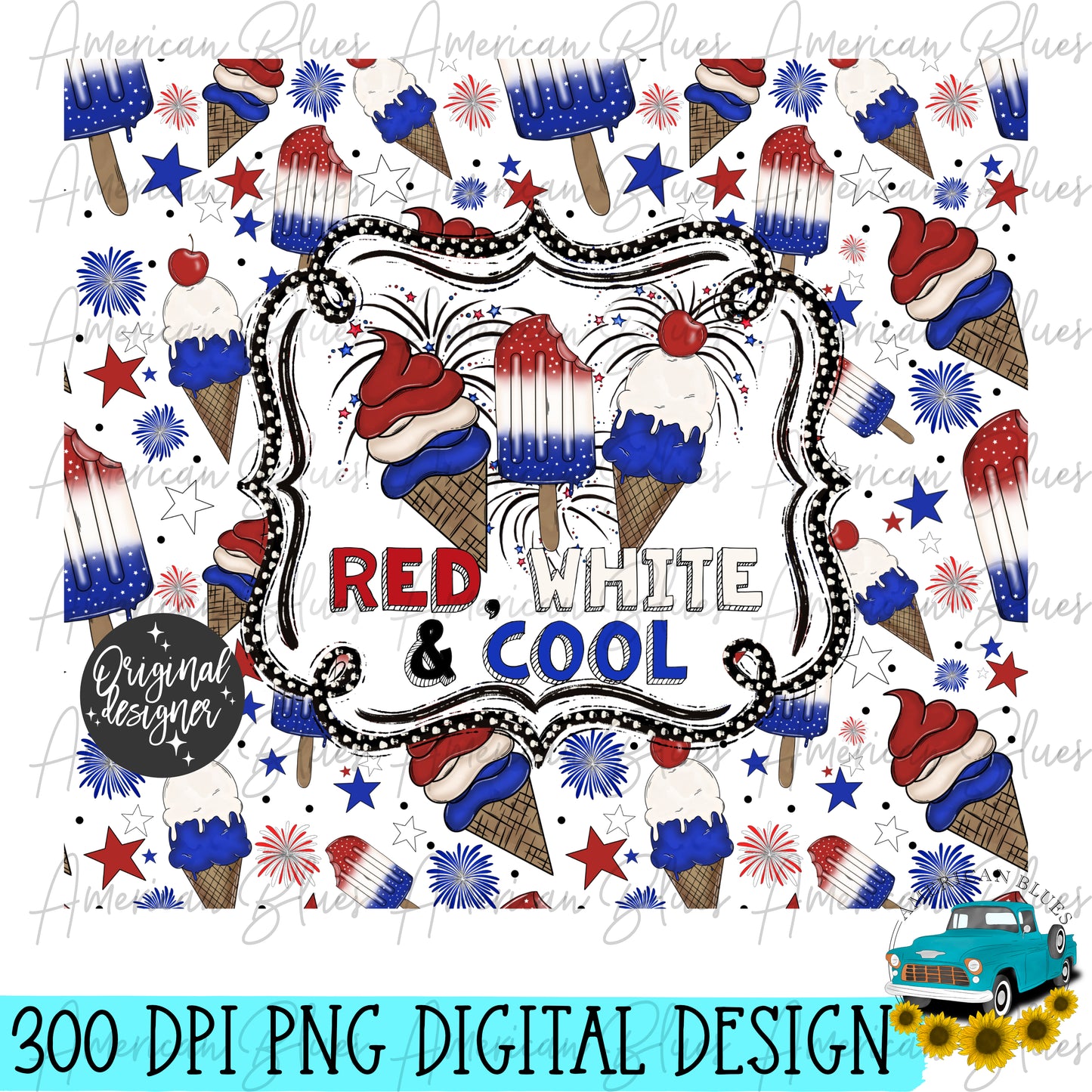 Red, White & Cool- 20 oz straight tumbler wrap