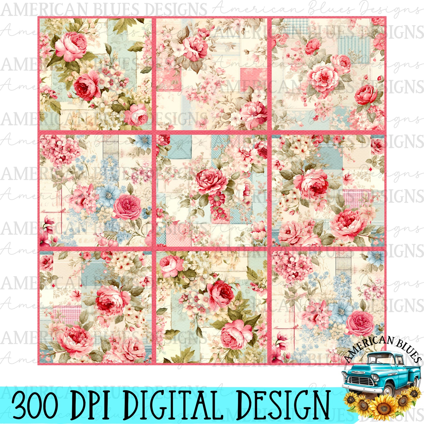 Shabby Chic Roses seamless pattern