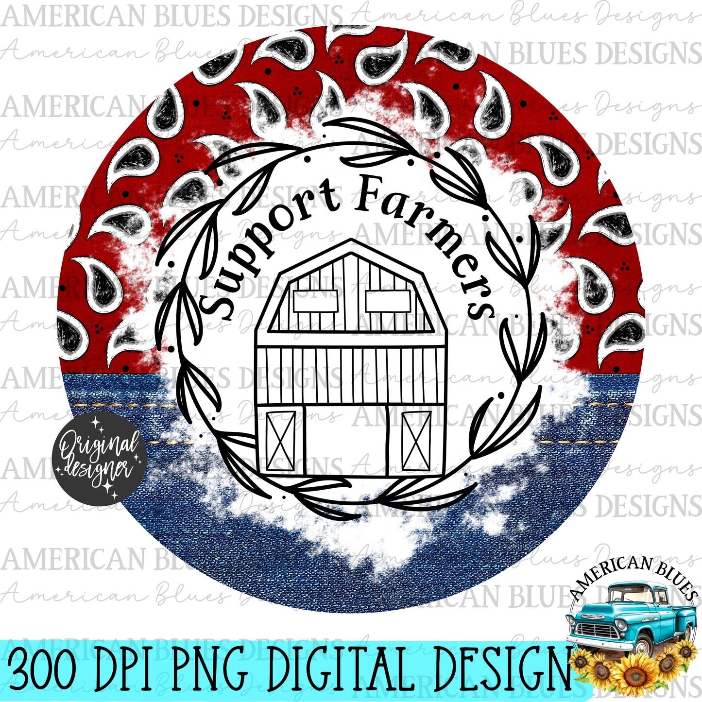 Support Famers coaster digital design | American Blues Designs