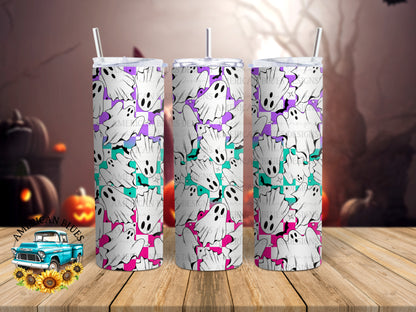 Checkered Ghosties- 20 oz tumbler wrap