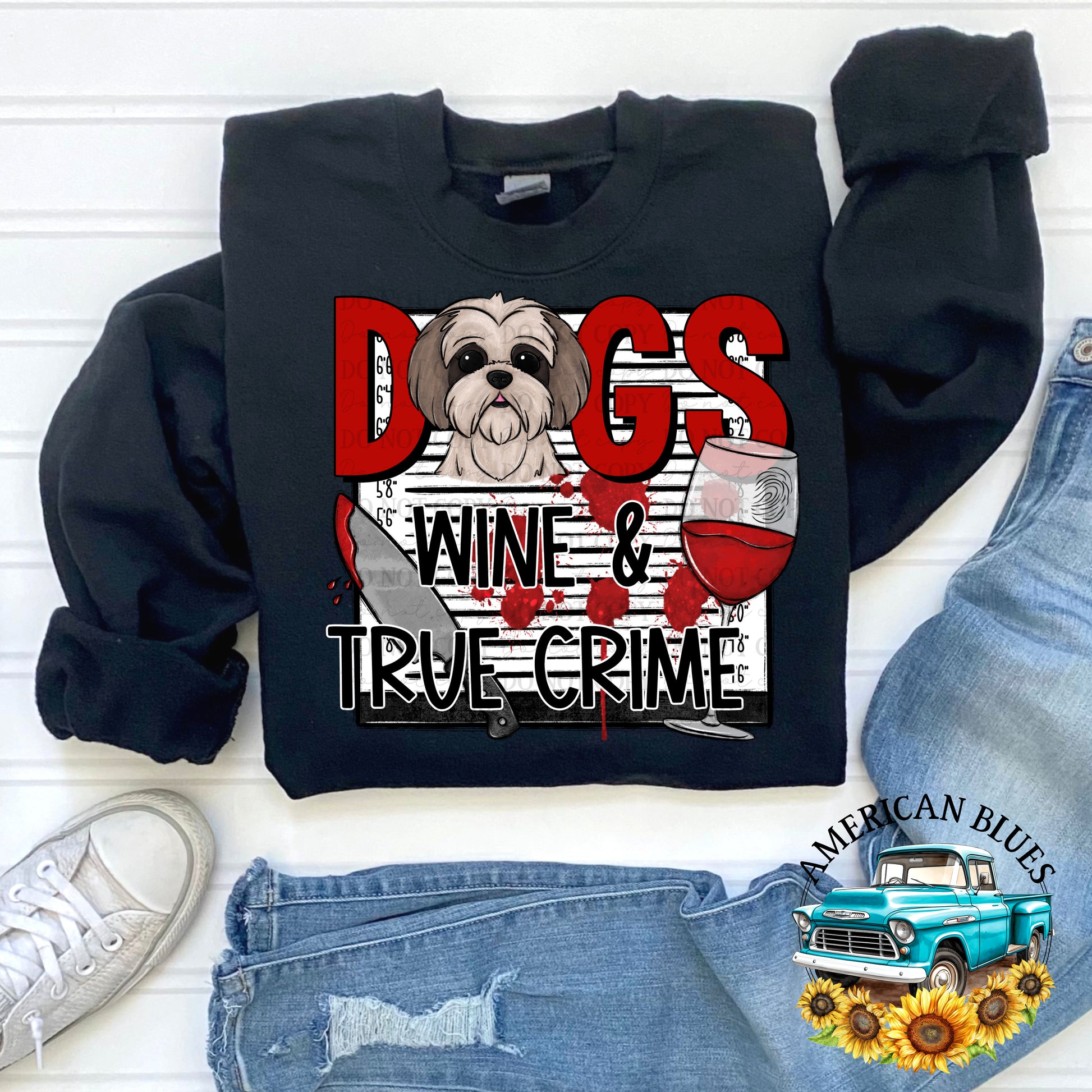 Dogs Wine & True Crime | American Blues Designs