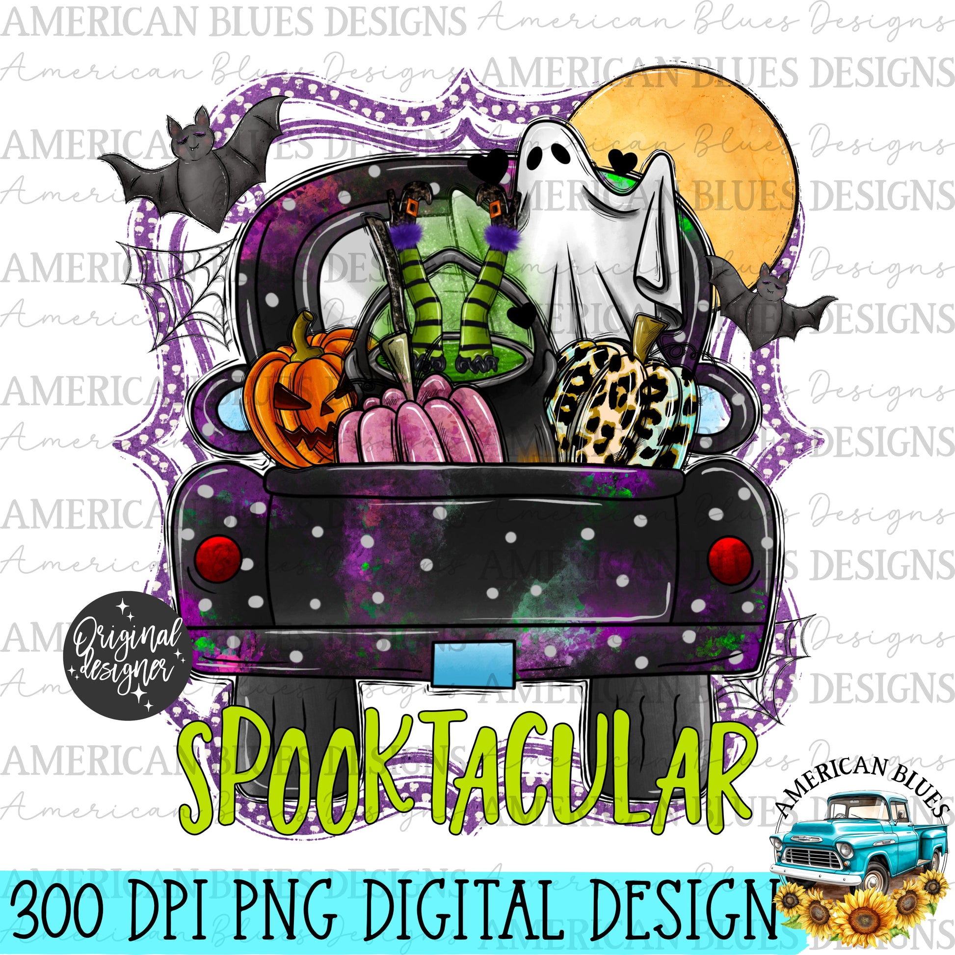 Spooktacular Halloween truck digital design | American Blues Designs 