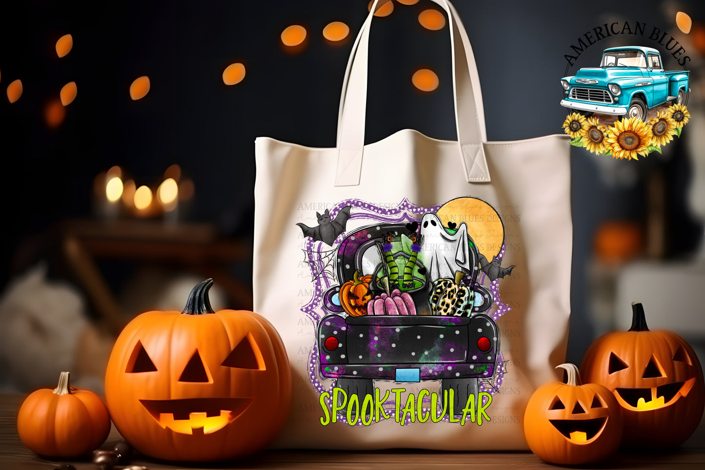 Spooktacular Halloween truck digital design | American Blues Designs 