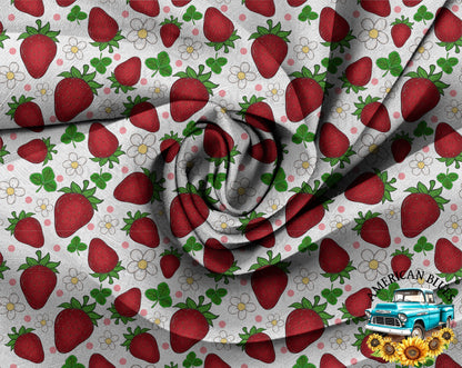 Strawberries & Flowers seamless pattern bundle