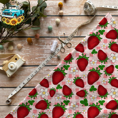 Strawberries & Flowers seamless pattern bundle