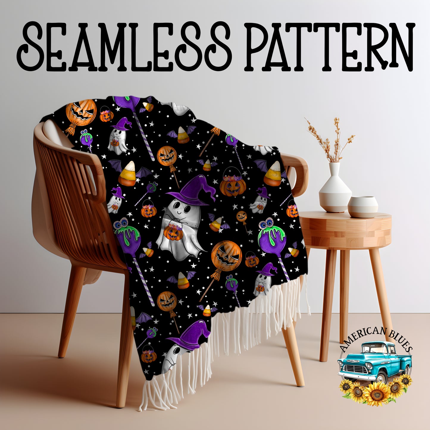 Sweet & Spooky digital seamless pattern | American Blues Designs