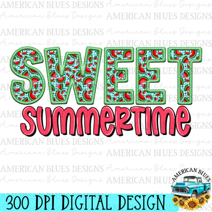 Sweet Summertime- watermelon digital design | American Blues Designs