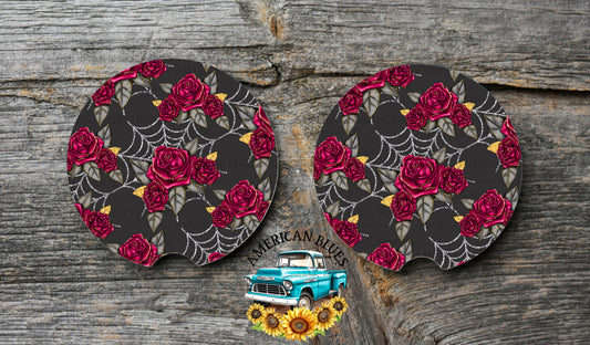 Roses & Webs coaster digital design | American Blues Designs