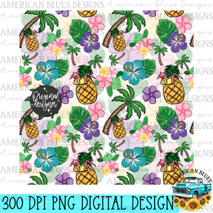 Two Pina Coladas seamless pattern