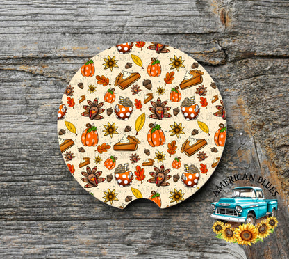 Turkey Day car coaster digital design | American Blues Designs