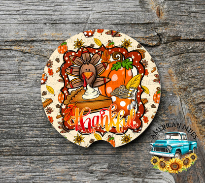 Thankful Turkey car coaster digital design | American Blues Designs