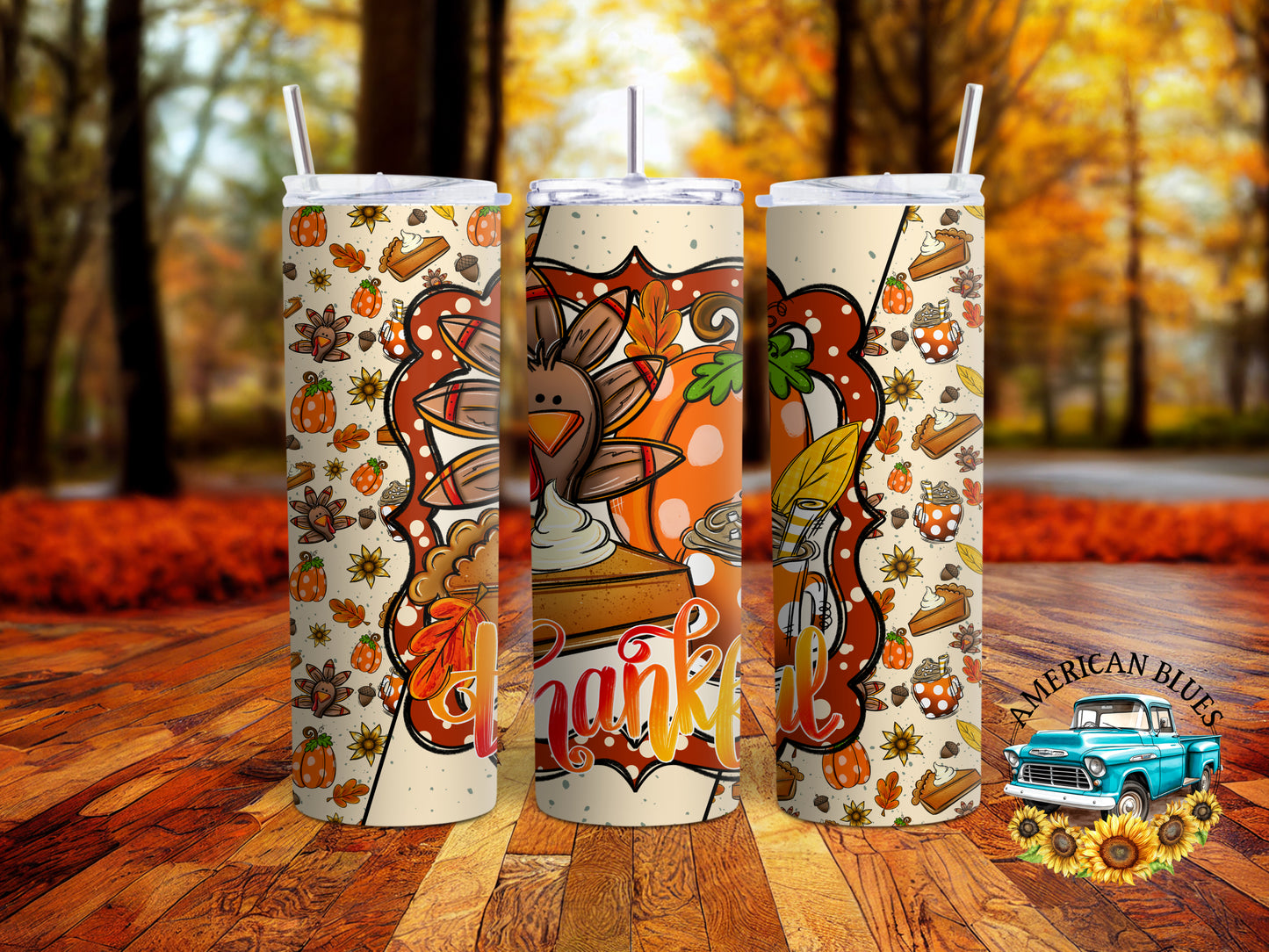 Thankful Turkey 20 ounce tumbler wrap | American Blues Designs