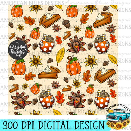 Turkey Day seamless pattern | American Blues Designs