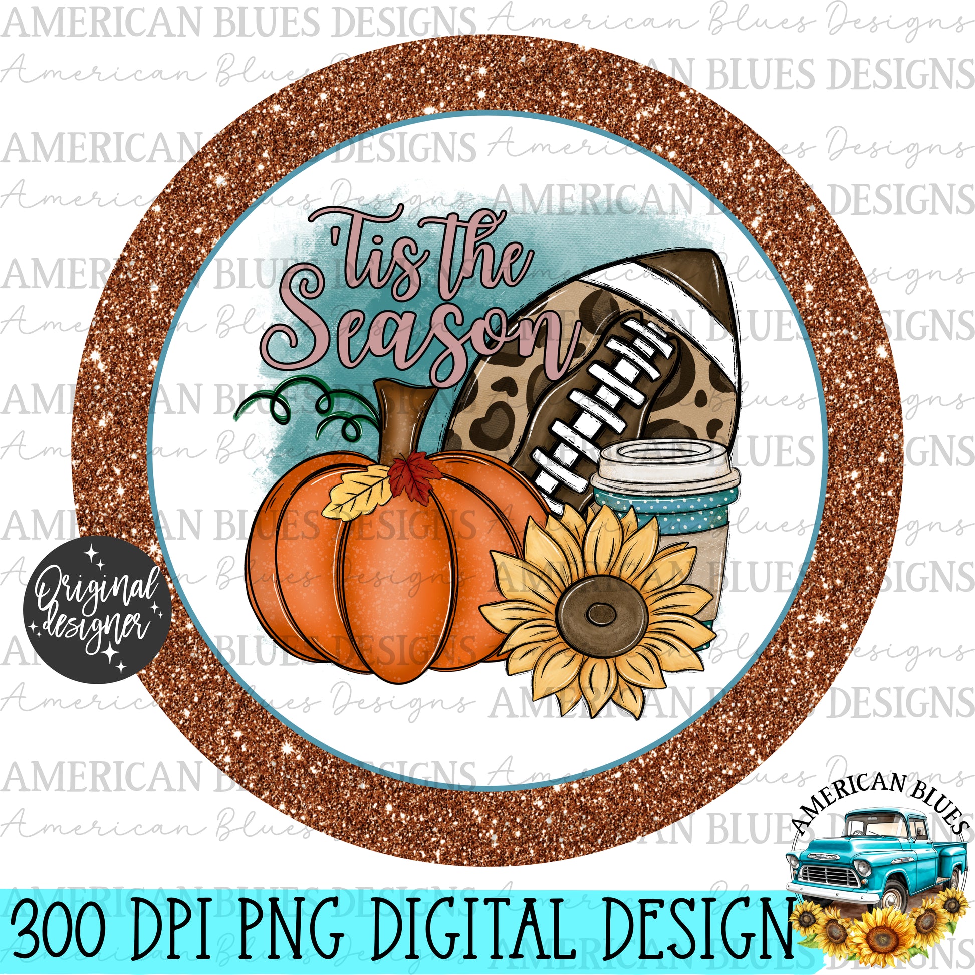 Tis' the season car coaster digital design | American Blues Design