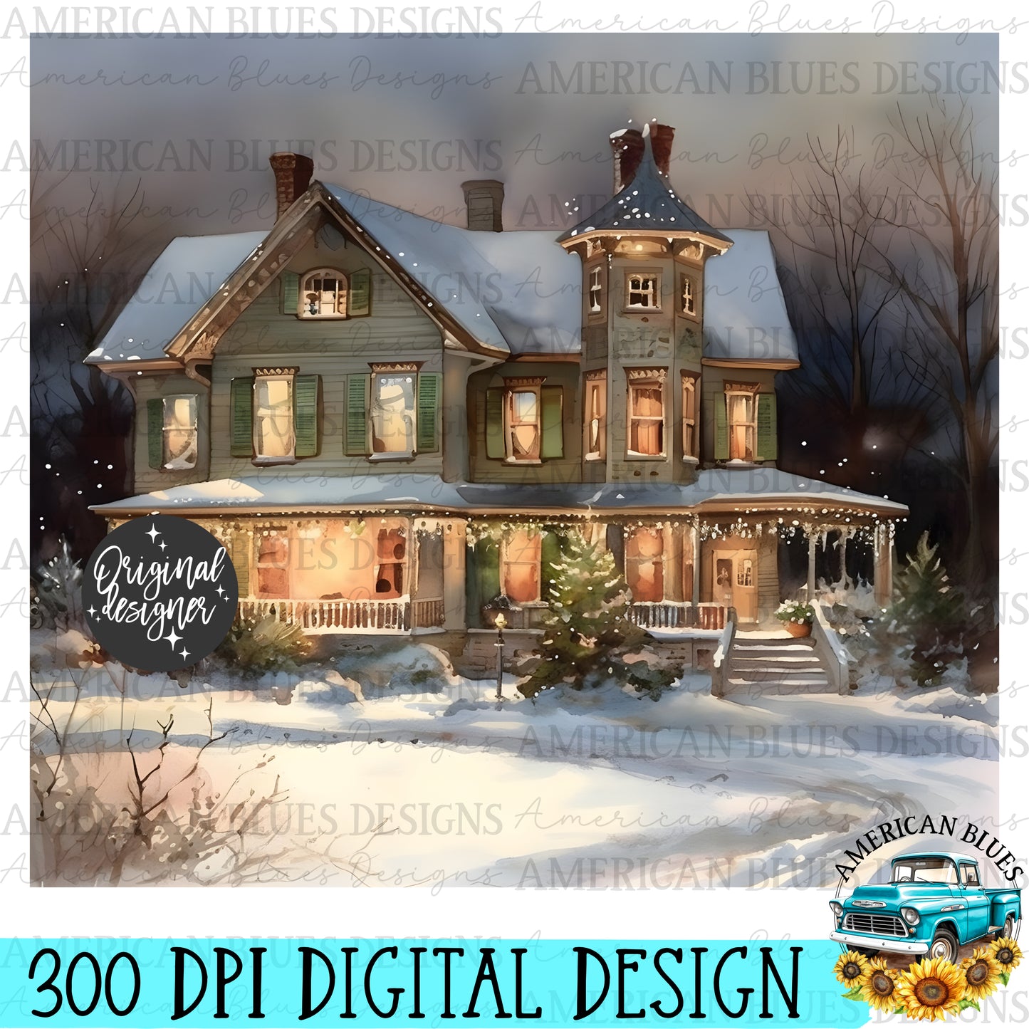 Vintage Christmas 20 oz tumbler wrap digital design | American Blues Designs